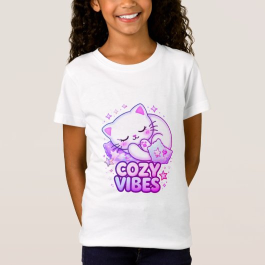 Cozy Vibe Cat Sticker | Cute Sleeping Cat  Tシャツ (正面)