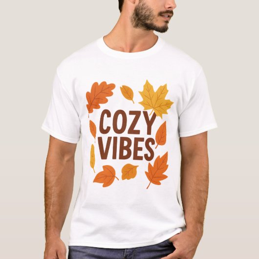 Cozy Vibes Autumn Aesthetic | Warm Fall Leaves Ret Tシャツ (正面)