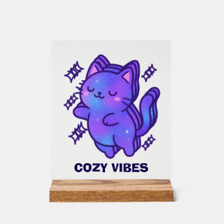 Cozy Vibes Galaxy Cat – Cute Astral Whimsy  アクリルサイン