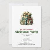 Cozy Victorian Christmas presents party invitation 招待状 (正面)