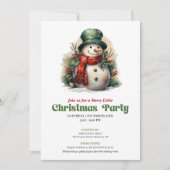 Cozy Victorian Christmas Snowman Dinner Invite 招待状 (正面)