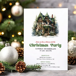 Cozy vintage Christmas house party invitation 招待状