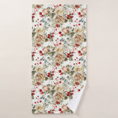 Cozy Vintage Christmas Pattern バスタオル (バスタオル)