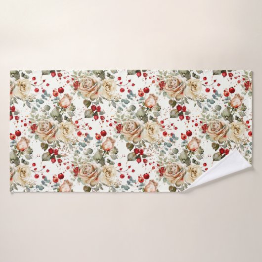 Cozy Vintage Christmas Pattern バスタオル (バスタオル)