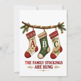 Cozy Vintage Christmas Stockings Card カード