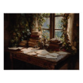 Cozy Vintage Writing Nook View ポスター (正面)