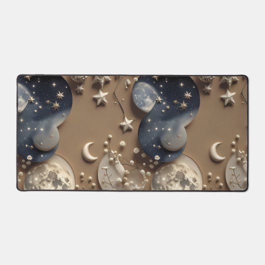 Cozy Warm Beige Celestial Moon デスクマット (正面)