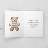 Cozy Warm Christmas Cute Happy Teddy Bear Stripes カード (内部)