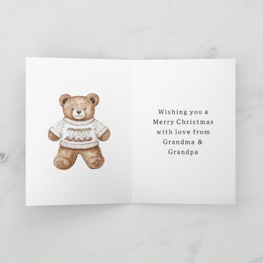 Cozy Warm Christmas Cute Happy Teddy Bear Stripes カード (内部)