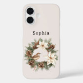 Cozy Warm Christmas Poinsettia Pine Cones Bird Case-Mate iPhoneケース (裏面)