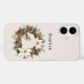 Cozy Warm Christmas Poinsettia Pine Cones Bird Case-Mate iPhoneケース (裏面 (横))
