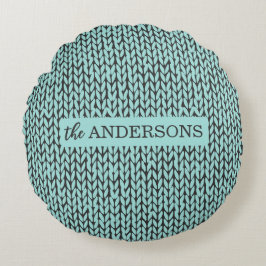 Cozy Warm Knit Pattern Winter Throw Pillow ラウンドクッション