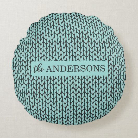 Cozy Warm Knit Pattern Winter Throw Pillow ラウンドクッション (正面)