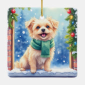 Cozy Watercolor Affenpinscher Christmas Snowy セラミックオーナメント (裏面)