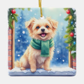 Cozy Watercolor Affenpinscher Christmas Snowy セラミックオーナメント (正面)