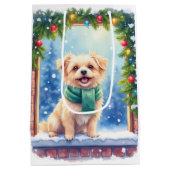 Cozy Watercolor Affenpinscher Christmas Snowy ミディアムペーパーバッグ (裏面)