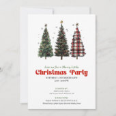 Cozy watercolor buffalo Christmas tree invitation 招待状 (正面)