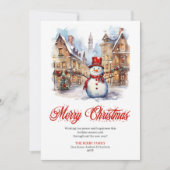 Cozy watercolor Christmas scene greeting card シーズンカード (正面)