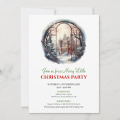 Cozy watercolor christmas scene party invitation 招待状 (正面)