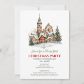 Cozy watercolor Christmas scene party invitation 招待状 (正面)