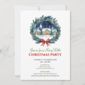 Cozy Watercolor Holiday Scene Christmas Invitation 招待状 (正面)
