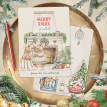 Cozy Watercolor Mice Vintage Christmas