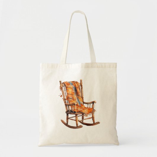Cozy Watercolor Rocking Chair Illustration トートバッグ (正面)