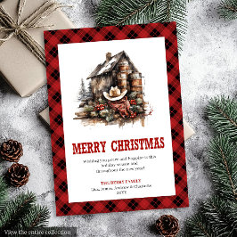 Cozy Western Buffalo Plaid Holiday Greeting シーズンカード