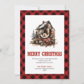 Cozy Western Buffalo Plaid Holiday Greeting シーズンカード (正面)