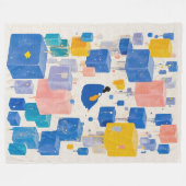 Cozy Whimsical Dreamer Floating Cubes Watercolor フリースブランケット (正面(横))
