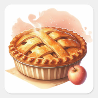 Cozy Winter Apple Pie Cottagecore Sticker   スクエアシール