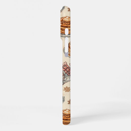 Cozy Winter Breakfast Pattern | Pancakes & Coffee  iPhoneケース (左側面)