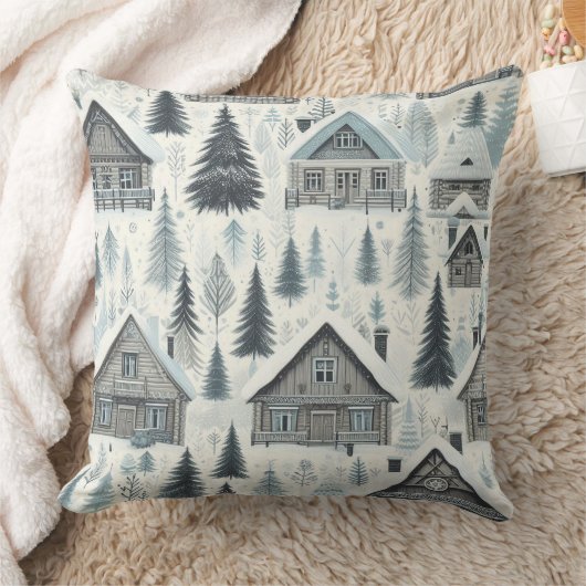 Cozy Winter Cabin クッション (ブランケット)