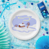 Cozy Winter Cabin in Snow Frosty Landscape ペーパープレート (パーティー)