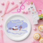 Cozy Winter Cabin in Snow Frosty Landscape ペーパープレート (パーティー)