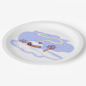 Cozy Winter Cabin in Snow Frosty Landscape ペーパープレート (アングル)