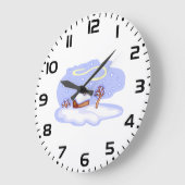 Cozy Winter Cabin in Snow Frosty Landscape ラージ壁時計 (傾斜)