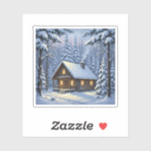 Cozy Winter Cabin in Snowy Forest Holiday  シール (シート)