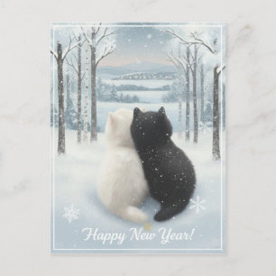 Cozy Winter Cats “Happy New Year” ホリデーポストカード
