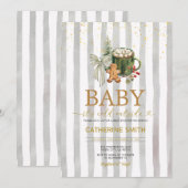 Cozy Winter Cocoa Bow Baby Shower 招待状 (正面/裏面)