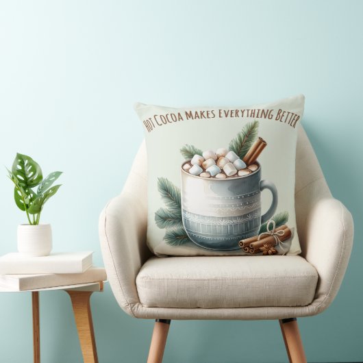 Cozy Winter Cocoa Marshmallow Mug Scene クッション (椅子)