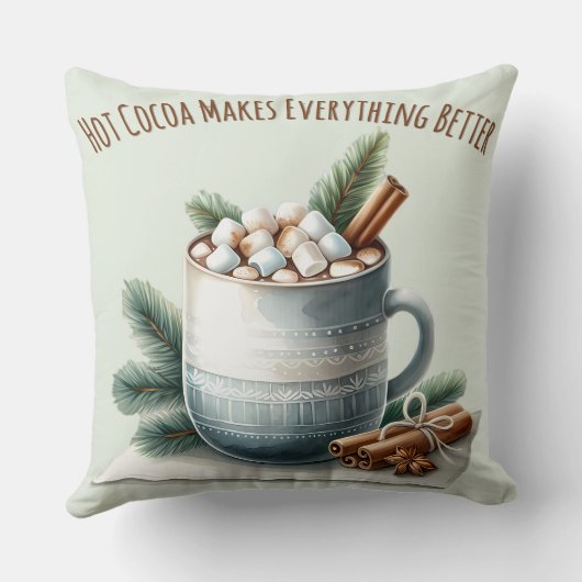 Cozy Winter Cocoa Marshmallow Mug Scene クッション (裏面)