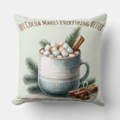 Cozy Winter Cocoa Marshmallow Mug Scene クッション (正面)