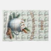 Cozy Winter Cocoa Marshmallow Scene キッチンタオル (横)