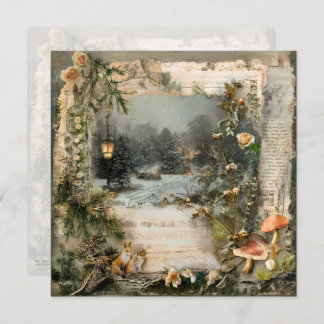 Cozy Winter Deep Cottagecore Scrapbook Page  招待状