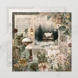 Cozy Winter Deep Cottagecore Scrapbook Page  招待状