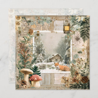Cozy Winter Deep Cottagecore Scrapbook Page  招待状