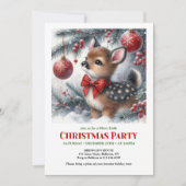 Cozy winter deer snowy forest watercolor Christmas 招待状 (正面)