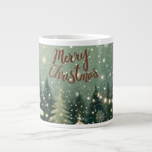 Cozy Winter Forest "Merry Christmas" Mug ジャンボコーヒーマグカップ (正面)