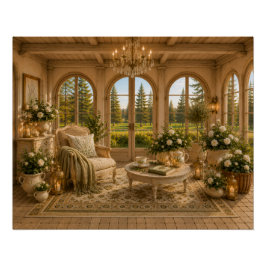 Cozy Winter Garden Botanical Cottage Wall Art Post ポスター